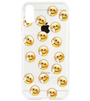 ADEL Siliconen Back Cover Softcase Hoesje voor iPhone XS/ X - Smileys Emoticons