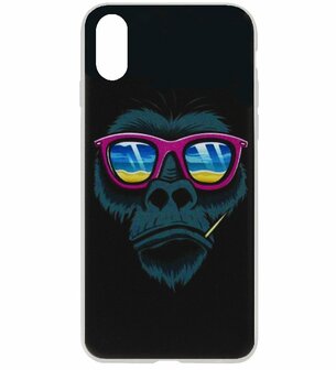 ADEL Siliconen Back Cover Softcase Hoesje voor iPhone XS Max - Apen Gorilla