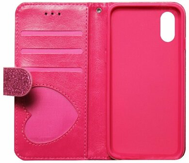 ADEL Kunstleren Book Case Portemonnee Pasjes Hoesje voor iPhone XS Max - Bling Bling Roze