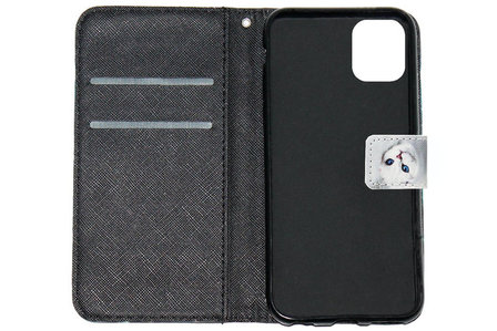 ADEL Kunstleren Book Case Portemonnee Pasjes Hoesje voor iPhone 11 Pro - Katten Wit