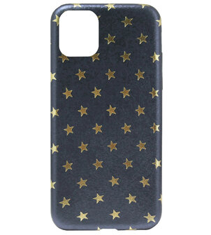 ADEL Siliconen Back Cover Softcase Hoesje voor iPhone 11 Pro - Gouden Sterren Blauw