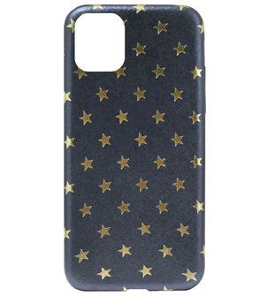 ADEL Siliconen Back Cover Softcase Hoesje voor iPhone 11 - Gouden Sterren Blauw