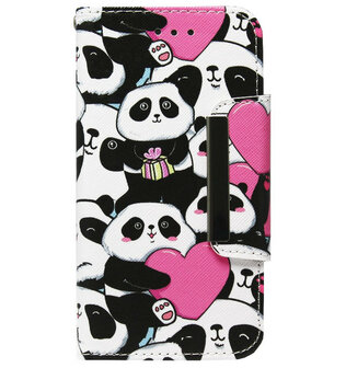 ADEL Kunstleren Book Case Portemonnee Pasjes Hoesje voor iPhone 11 - Panda Hartjes