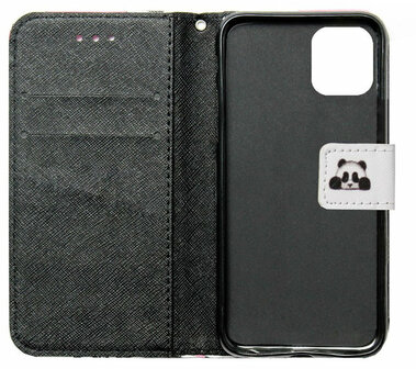 ADEL Kunstleren Book Case Portemonnee Pasjes Hoesje voor iPhone 11 Pro - Panda Wit