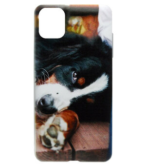 ADEL Siliconen Back Cover Softcase Hoesje voor iPhone 11 Pro Max - Berner Sennenhond