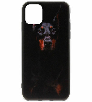 ADEL Siliconen Back Cover Softcase Hoesje voor iPhone 11 Pro Max - Dobermann Pinscher Hond