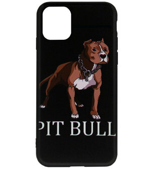 ADEL Siliconen Back Cover Softcase Hoesje voor iPhone 11 Pro Max - Pitbull Hond