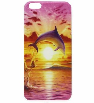 ADEL Siliconen Back Cover Softcase Hoesje voor iPhone 5/ 5S/ SE - Dolfijn Roze