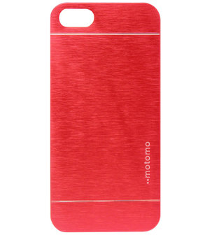 MOTOMO Kunststof Aluminium Back Cover Hardcase Hoesje voor iPhone 5/ 5S/ SE - Rood