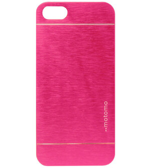 MOTOMO Kunststof Aluminium Back Cover Hardcase Hoesje voor iPhone 5C - Donkerroze