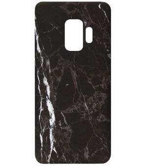 ADEL Kunststof Back Cover Hardcase Hoesje voor Samsung Galaxy S9 - Marmer Zwart