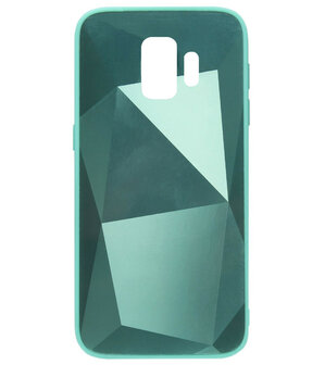 ADEL Siliconen Back Cover Softcase Hoesje voor Samsung Galaxy S9 - Spiegel Diamanten Groen