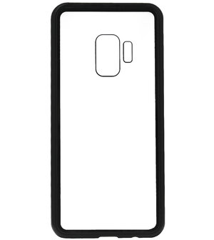 ADEL Magnetisch Kunststof Glas Back Cover Hardcase Hoesje voor Samsung Galaxy S9 Plus - Zwart