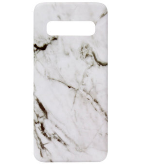 ADEL Kunststof Back Cover Hardcase Hoesje voor Samsung Galaxy S10 - Marmer Wit