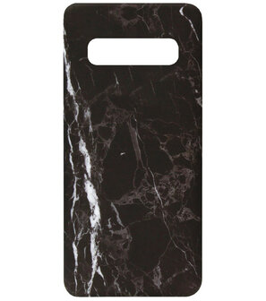 ADEL Kunststof Back Cover Hardcase Hoesje voor Samsung Galaxy S10 - Marmer Zwart