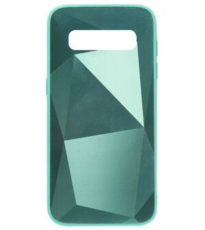 ADEL Siliconen Back Cover Softcase Hoesje voor Samsung Galaxy S10 - Spiegel Diamanten Groen
