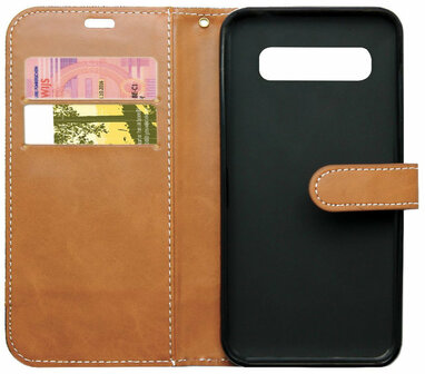 ADEL Kunstleren Book Case Portemonnee Pasjes Hoesje voor Samsung Galaxy S10e - Stoffen Design Grijs