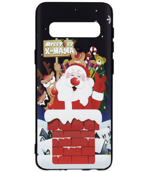 ADEL Siliconen Back Cover Softcase Hoesje voor Samsung Galaxy S10 Plus - Kerstmis Kerstman