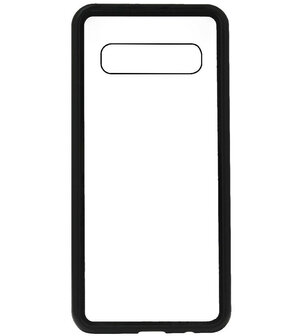 ADEL Magnetisch Kunststof Glas Back Cover Hardcase Hoesje voor Samsung Galaxy S10 Plus - Zwart