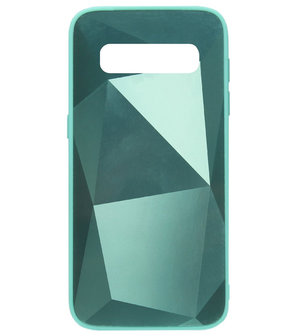 ADEL Siliconen Back Cover Softcase Hoesje voor Samsung Galaxy S10 Plus - Spiegel Diamanten Groen