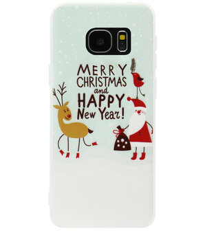 ADEL Siliconen Back Cover Softcase Hoesje voor Samsung Galaxy S7 Edge - Kerstmis Kerstman Rendier