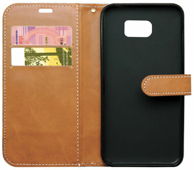ADEL Kunstleren Book Case Portemonnee Pasjes Hoesje voor Samsung Galaxy S7 Edge - Stoffen Design Grijs