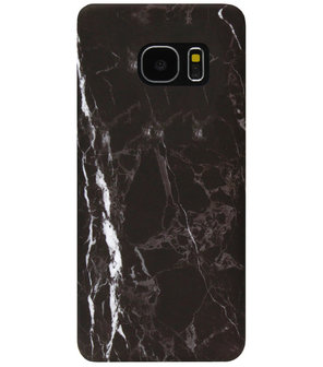 ADEL Kunststof Back Cover Hardcase Hoesje voor Samsung Galaxy S7 Edge - Marmer Zwart