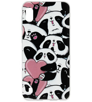 ADEL Siliconen Back Cover Softcase Hoesje voor Samsung Galaxy A10/ M10 - Panda Hartjes