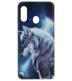 ADEL Siliconen Back Cover Softcase Hoesje voor Samsung Galaxy A40 - Wolf Blauw