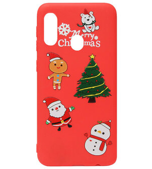 ADEL Siliconen Back Cover Softcase Hoesje voor Samsung Galaxy A40 - Kerstmis Boom Sneeuwpop Kerstman