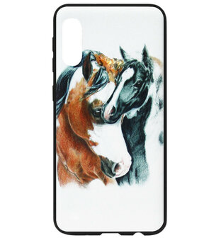 ADEL Siliconen Back Cover Softcase Hoesje voor Samsung Galaxy A50(s)/ A30s - Paarden Bruin Zwart