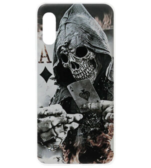 ADEL Siliconen Back Cover Softcase Hoesje voor Samsung Galaxy A70(s) - Schedel Kaart