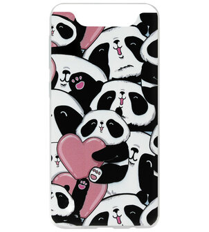 ADEL Siliconen Back Cover Softcase Hoesje voor Samsung Galaxy A80/ A90 - Panda Hartjes