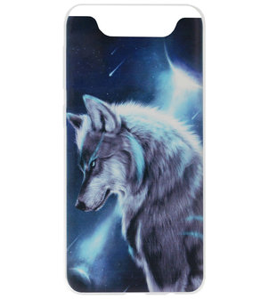 ADEL Siliconen Back Cover Softcase Hoesje voor Samsung Galaxy A80/ A90 - Wolf Blauw