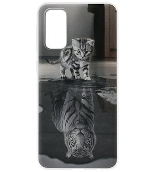 ADEL Siliconen Back Cover Softcase Hoesje voor Samsung Galaxy S20 Ultra - Poezen Schaduw Tijger