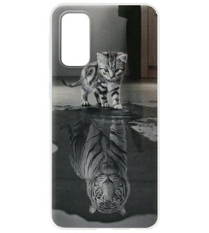 ADEL Siliconen Back Cover Softcase Hoesje voor Samsung Galaxy S20 Plus - Poezen Schaduw Tijger