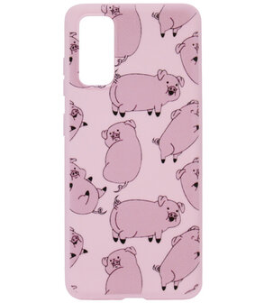 ADEL Siliconen Back Cover Softcase Hoesje voor Samsung Galaxy S20 - Biggetjes Varkens Roze