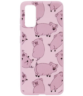 ADEL Siliconen Back Cover Softcase Hoesje voor Samsung Galaxy S20 Ultra - Biggetjes Varkens Roze