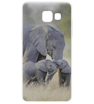 ADEL Siliconen Back Cover Softcase Hoesje voor Samsung Galaxy A3 (2016) - Olifant Familie