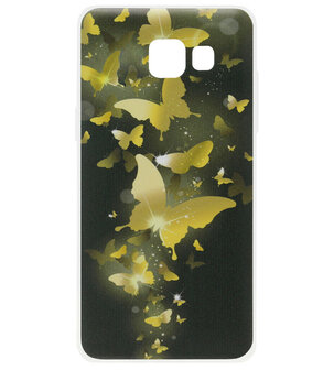 ADEL Siliconen Back Cover Softcase Hoesje voor Samsung Galaxy A3 (2016) - Vlinder Goud