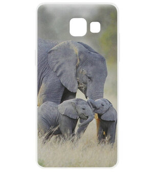 ADEL Siliconen Back Cover Softcase Hoesje voor Samsung Galaxy A3 (2017) - Olifant Familie