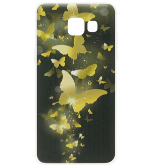 ADEL Siliconen Back Cover Softcase Hoesje voor Samsung Galaxy A3 (2017) - Vlinder Goud