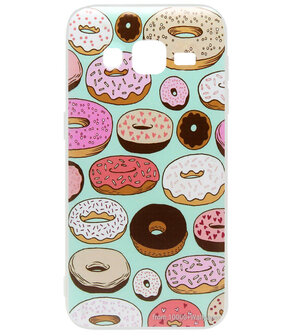 ADEL Kunststof Back Cover Hardcase Hoesje voor Samsung Galaxy J3 (2015)/ J3 (2016) - Donuts