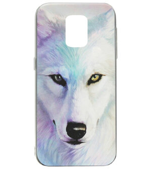 ADEL Siliconen Back Cover Softcase Hoesje voor Samsung Galaxy S5 (Plus)/ S5 Neo - Wolf Lichtblauw