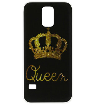 ADEL Siliconen Back Cover Softcase Hoesje voor Samsung Galaxy S5 (Plus)/ S5 Neo - Queen Goud