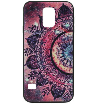 ADEL Siliconen Back Cover Softcase Hoesje voor Samsung Galaxy S5 (Plus)/ S5 Neo - Mandala Bloem Rood