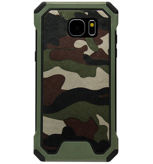 ADEL Kunststof Bumper Hardcase Hoesje voor Samsung Galaxy S6 Edge - Camouflage Groen