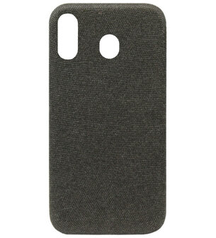 ADEL Kunststof Back Cover Hardcase Hoesje voor Samsung Galaxy A20e - Stoffen Design Zwart