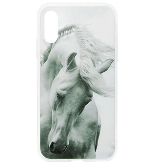ADEL Siliconen Back Cover Softcase Hoesje voor Samsung Galaxy A70(s) - Paarden Wit
