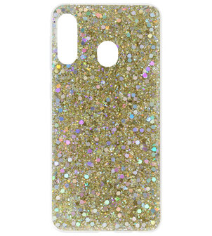 ADEL Premium Siliconen Back Cover Softcase Hoesje voor Samsung Galaxy A40 - Bling Bling Goud